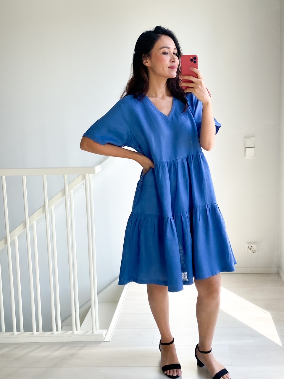 Linengirls Title: LYHYT Onesize Premium Lempimekko V-kaula - Santorini Blue