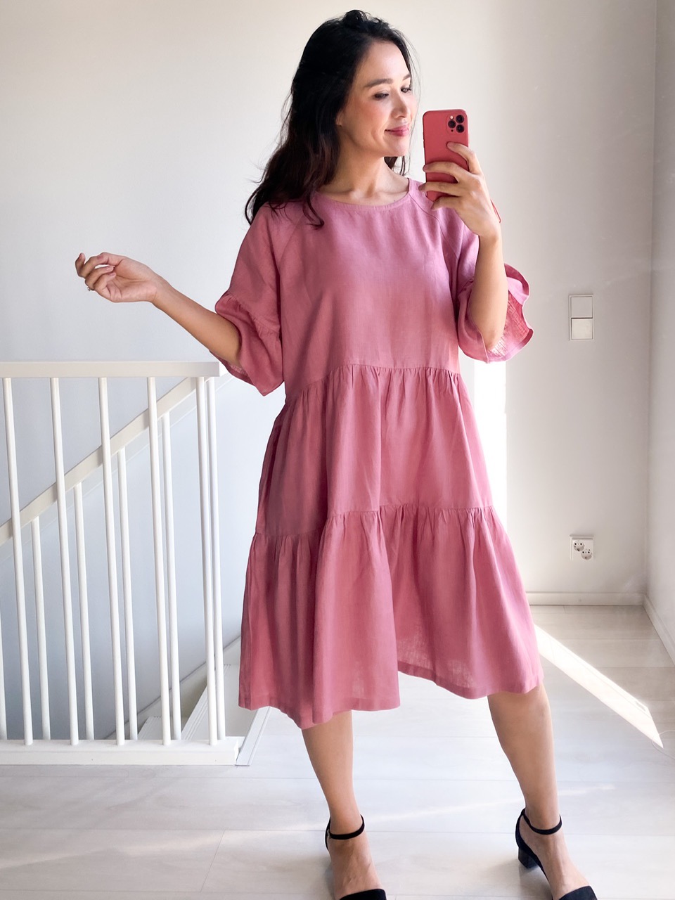 Linengirls LYHYT Onesize Premium Everyday Linen Dress O-kaula - Wild Berry 1