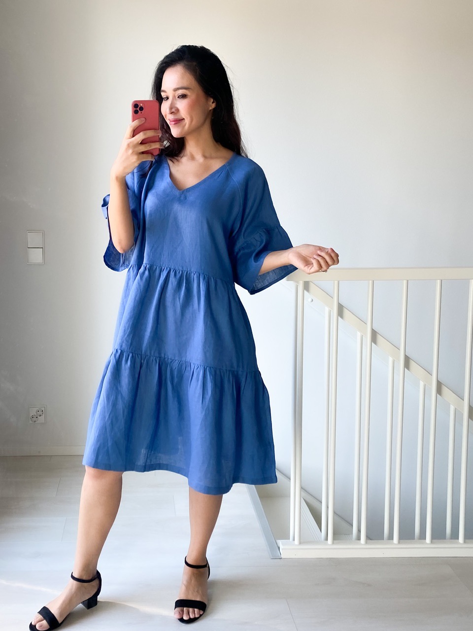 LYHYT Onesize PREMIUM Linengirls mekko V-kaula Santorini Blue 1