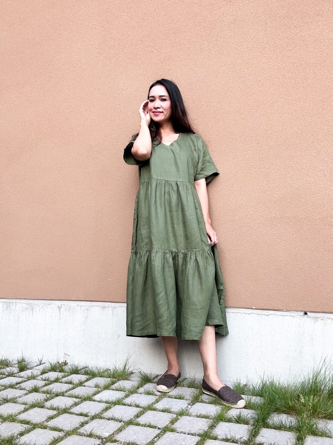 Maxi Onesize PREMIUM Lempimekko V-pääntie Green Olive 1